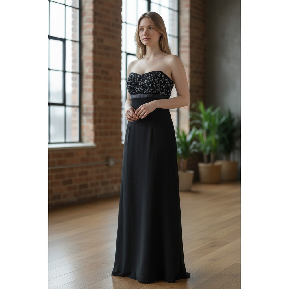 Oleg Cassini 14 (10-12?) NWT 90s Y2K Empire Waist Beaded Long Strapless Dress